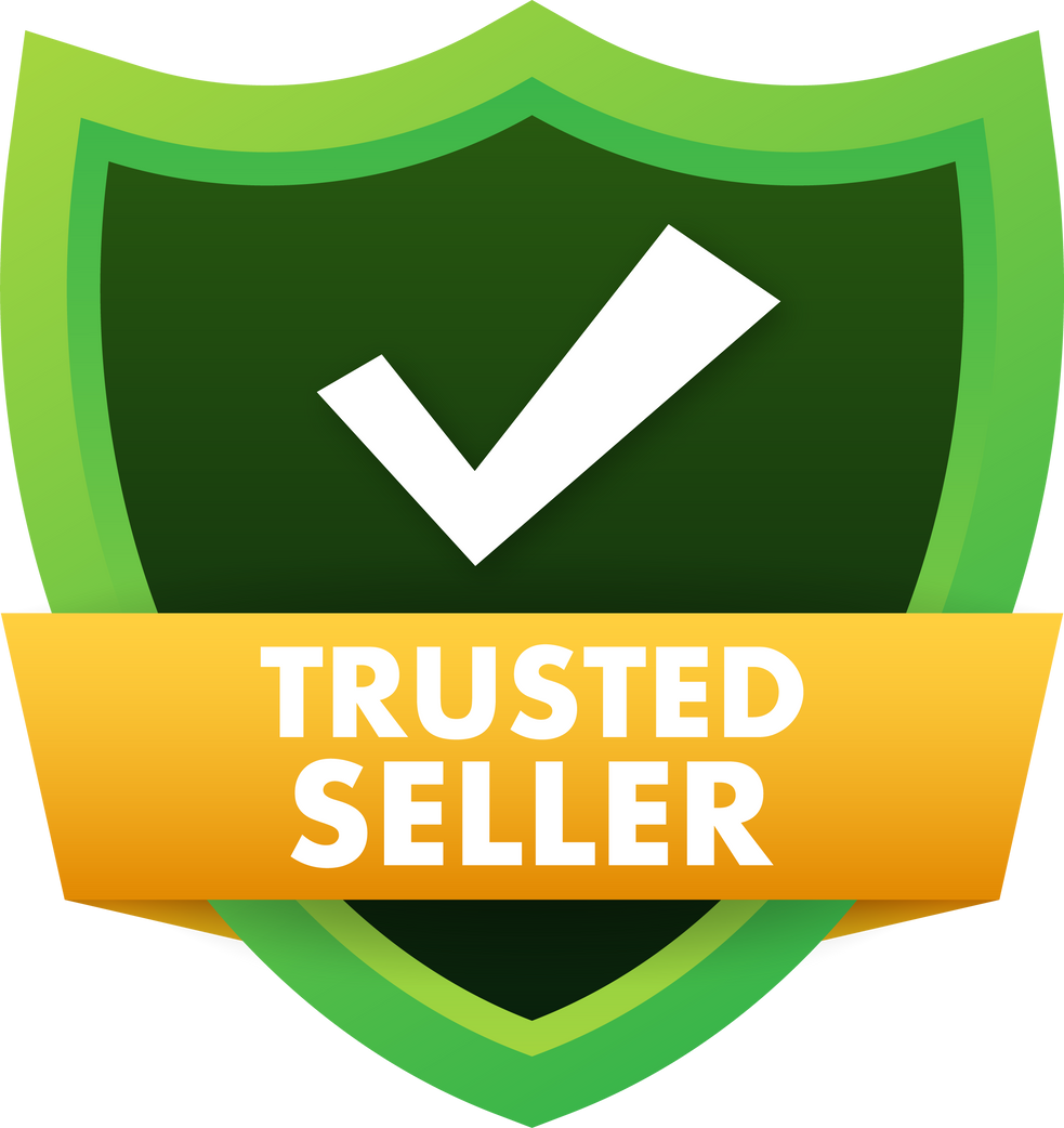 Trusted seller label. Marketplace is trustworthy. Vector stock illustration.